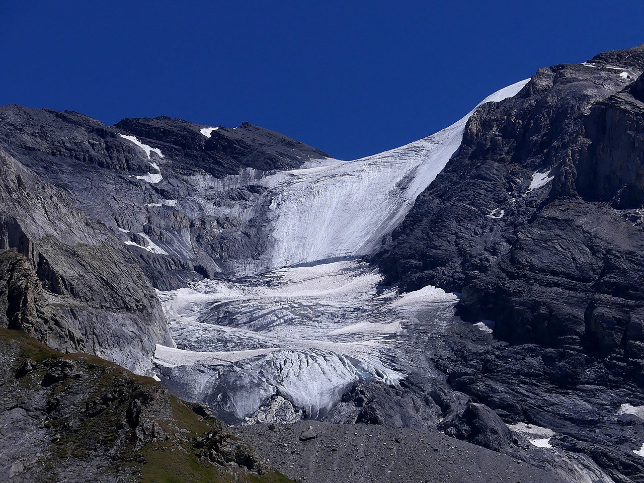 Glacier des Grands Couloirs durant la sécheresse estivale de 2022