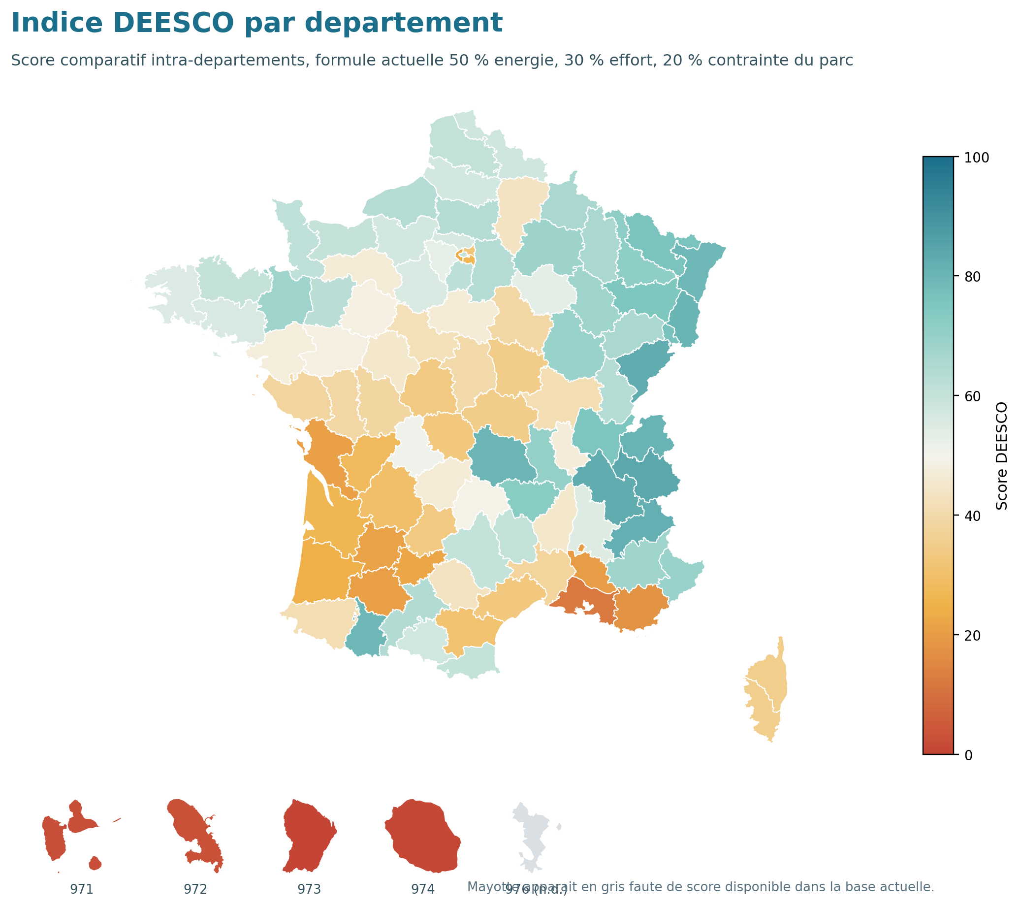 Carte de France des scores Deesco par département
